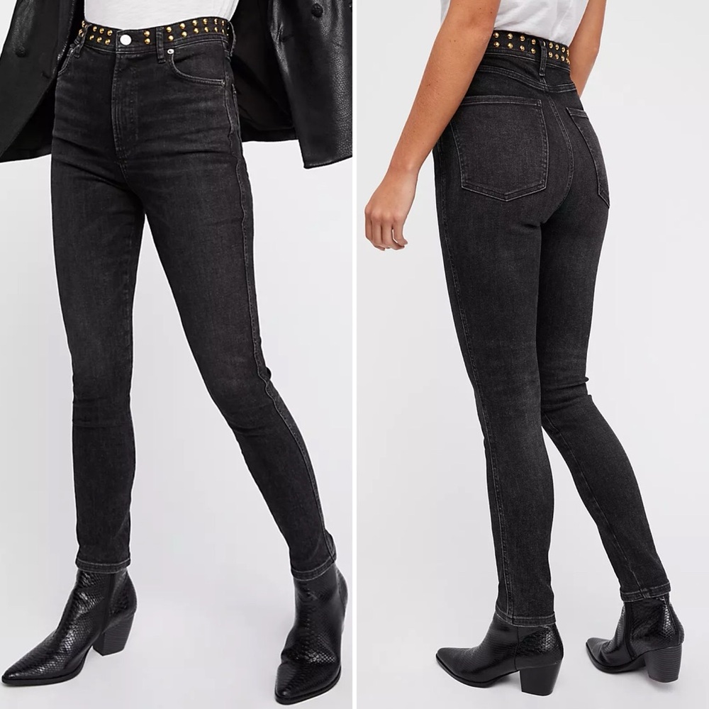 AGOLDE Roxanne Super High-Rise Studded Skinny Jeans
